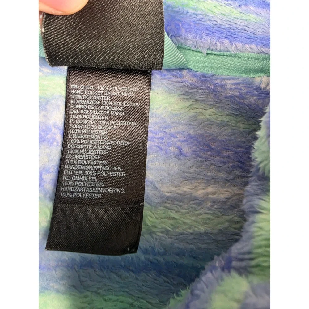 The North Face Fleece Jacket Youth Girls XL Blue Green Striped Full Zip Outdoor